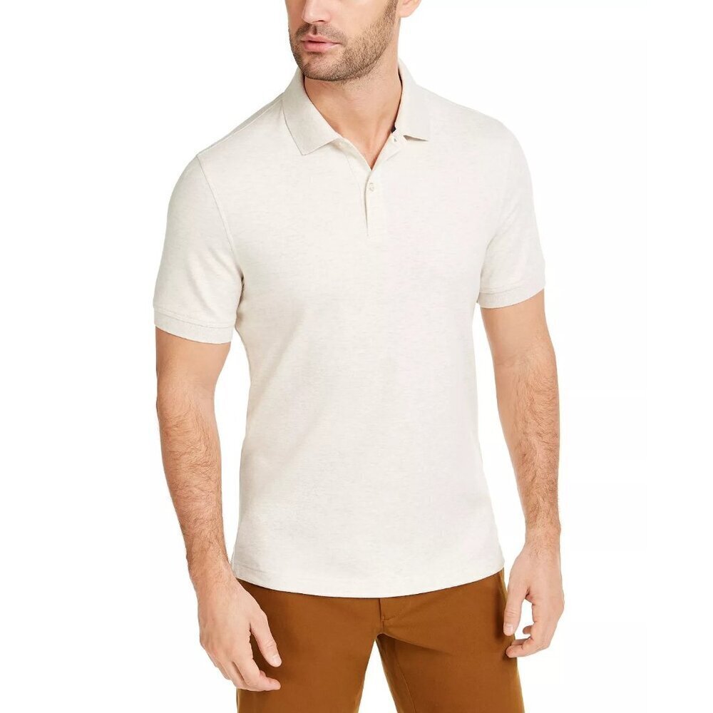 Club Room Mens Size Medium Cotton‎ Short Sleeve Pique Polo Shirt in Cream 1831
